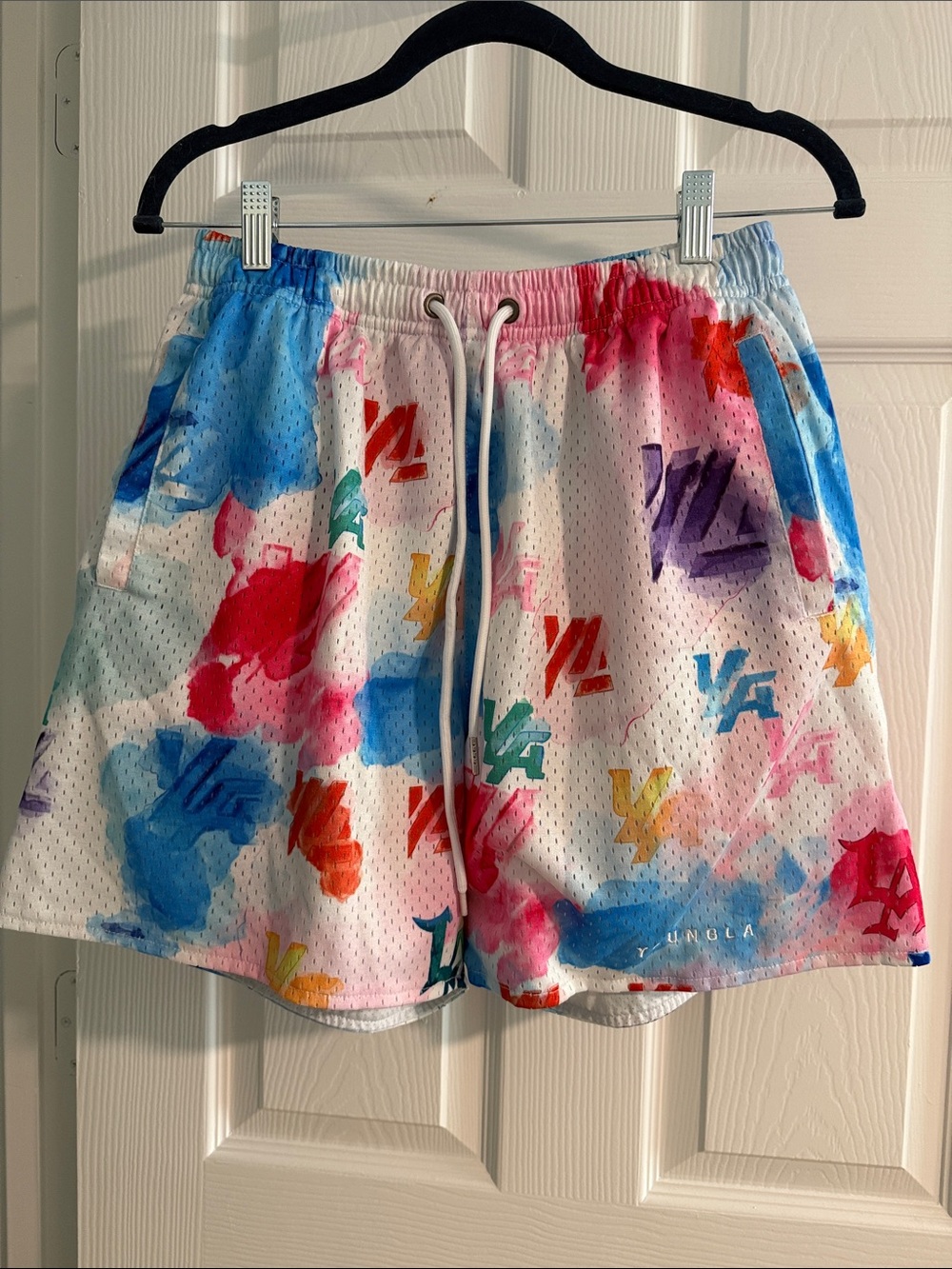 YoungLA Multicolor Watercolor Athletic Mesh Shorts